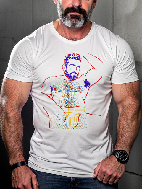 LGBT Gay Pride Rainbow Bear Belly Art Casual Print T-shirt