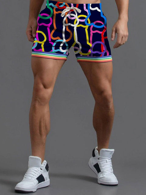 Men's LGBT Pride Gay Dick Art Casual Print Beach Shorts