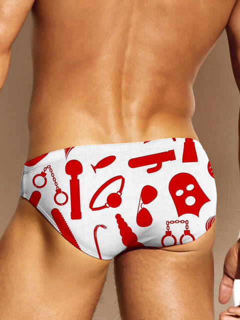 Men's Fetish Gear & Sex Toys Pattern Red Art Print Underwear