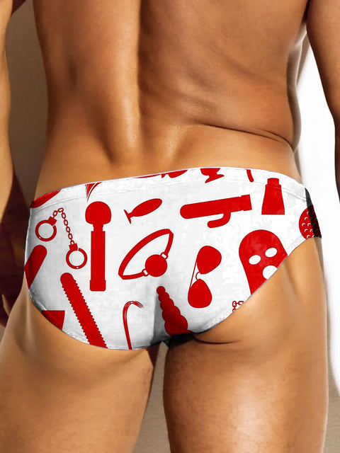 Men's Fetish Gear & Sex Toys Pattern Red Art Print Underwear