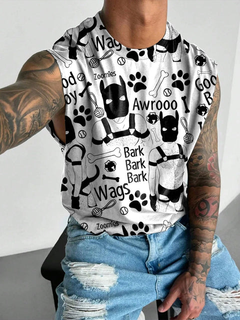 Men's Pup Background Art Pride LGBT Gay Wide Shoulder Vest