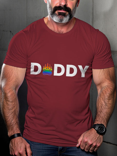Gay Pride Rainbow Daddy Bear Claw Art Casual Print T-shirt