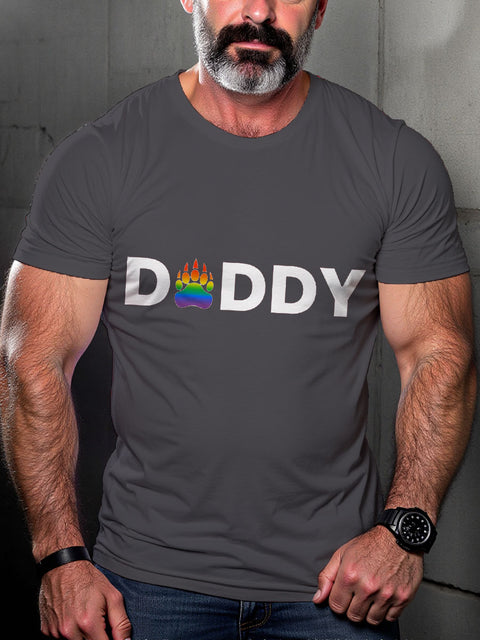 Gay Pride Rainbow Daddy Bear Claw Art Casual Print T-shirt