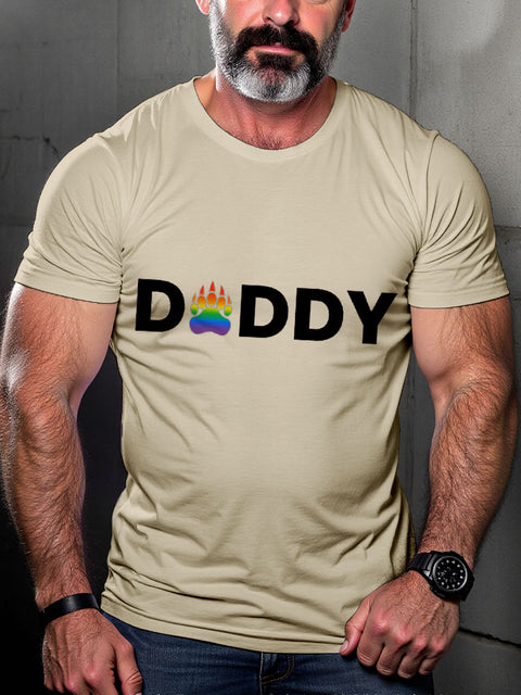Gay Pride Rainbow Daddy Bear Claw Art Casual Print T-shirt