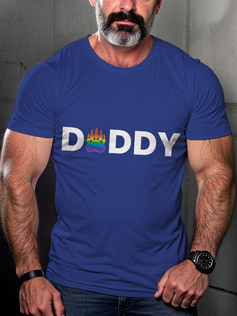 Gay Pride Rainbow Daddy Bear Claw Art Casual Print T-shirt