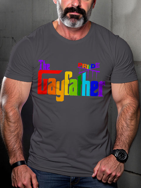 Gay Lgbt Pride Father Proud Dad Fathers Art Casual Print T-shirt