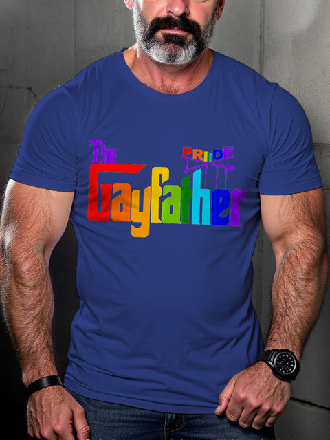Gay Lgbt Pride Father Proud Dad Fathers Art Casual Print T-shirt