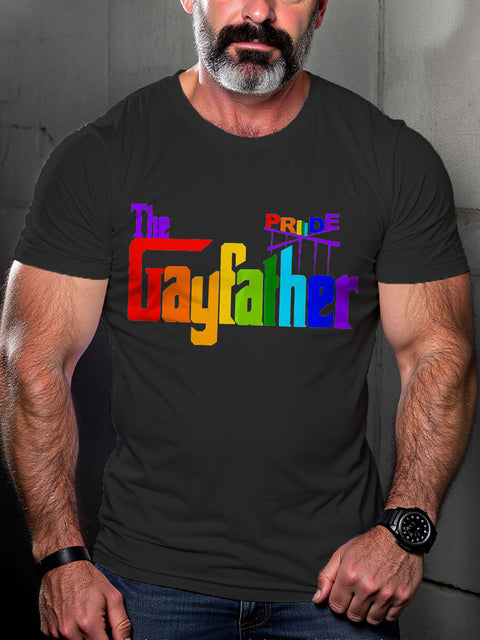 Gay Lgbt Pride Father Proud Dad Fathers Art Casual Print T-shirt