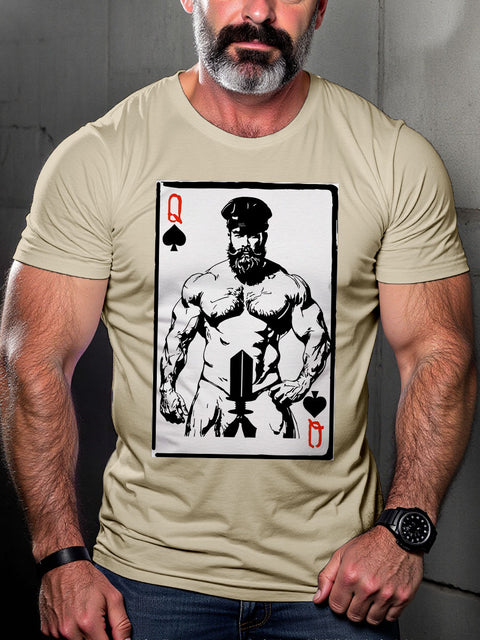 Queen of Spades Gay Leather Pride Month Art Casual Print T-shirt