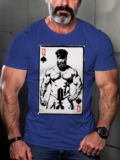 Queen of Spades Gay Leather Pride Month Art Casual Print T-shirt