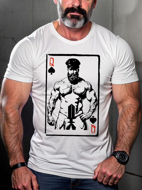 Queen of Spades Gay Leather Pride Month Art Casual Print T-shirt