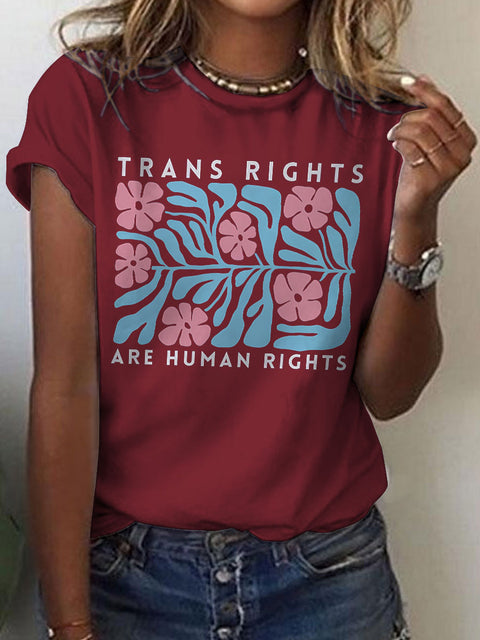 Trans Rights Are Human Pride Month Art Casual Print T-shirt