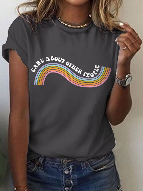 Equality Social Justice Liberal Rainbow Art Casual Print T-shirt