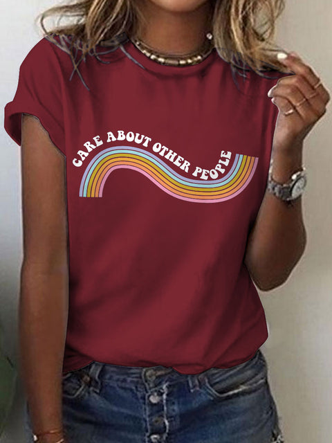 Equality Social Justice Liberal Rainbow Art Casual Print T-shirt