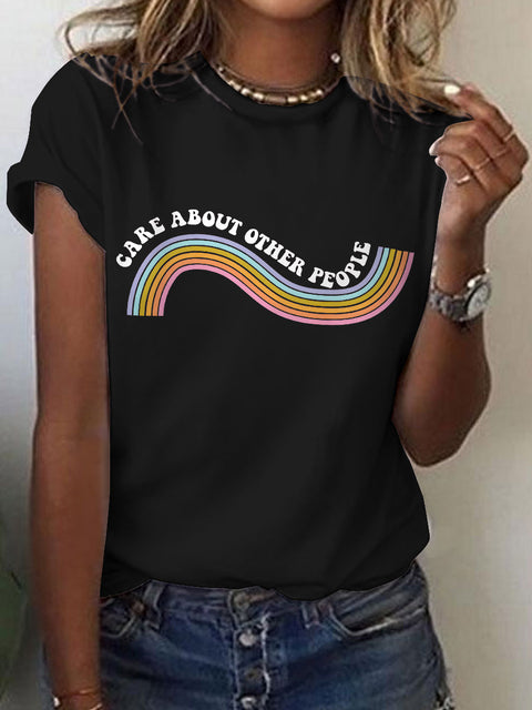 Equality Social Justice Liberal Rainbow Art Casual Print T-shirt