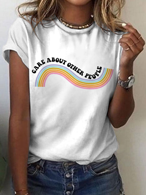 Equality Social Justice Liberal Rainbow Art Casual Print T-shirt