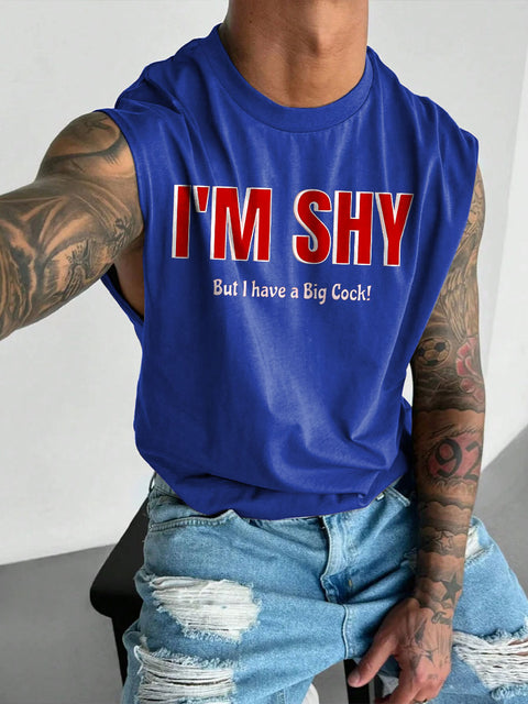 Men's LGBT Gay Pride I Have A Big Cock Ride Big Dick Print Casual Wide Shoulder Vest