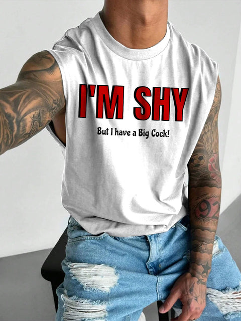 Men's LGBT Gay Pride I Have A Big Cock Ride Big Dick Print Casual Wide Shoulder Vest