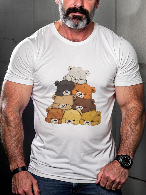 Gay Bear Pride Pride Flag Muscle Cubs Pride Month Art Casual Print T-shirt