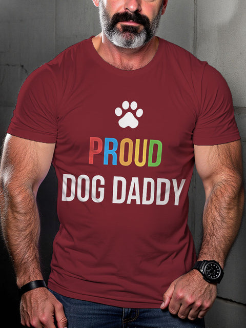 Proud Gay Dog Daddy Pride Month Art Casual Print T-shirt