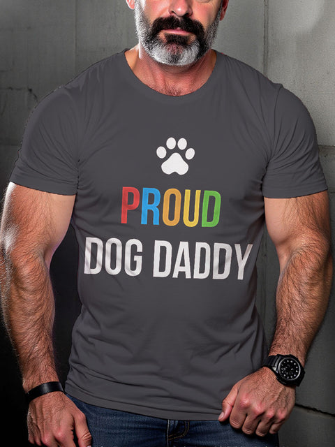 Proud Gay Dog Daddy Pride Month Art Casual Print T-shirt