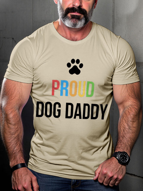 Proud Gay Dog Daddy Pride Month Art Casual Print T-shirt