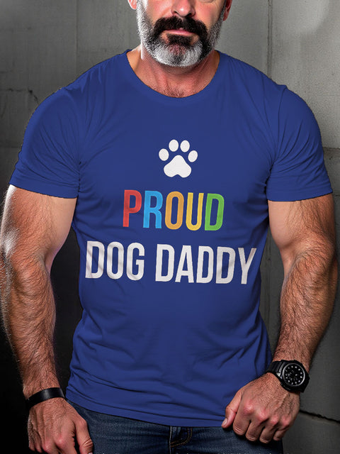 Proud Gay Dog Daddy Pride Month Art Casual Print T-shirt
