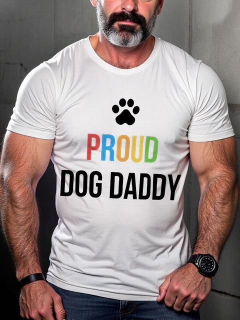 Proud Gay Dog Daddy Pride Month Art Casual Print T-shirt
