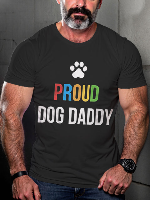 Proud Gay Dog Daddy Pride Month Art Casual Print T-shirt