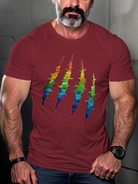 Bear Claw Scratch Rainbow LGBT Pride Gay Pride Month Art Casual Print T-shirt