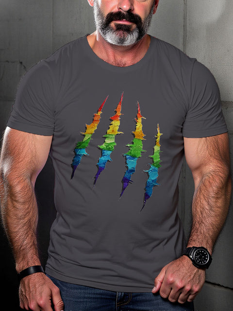 Bear Claw Scratch Rainbow LGBT Pride Gay Pride Month Art Casual Print T-shirt