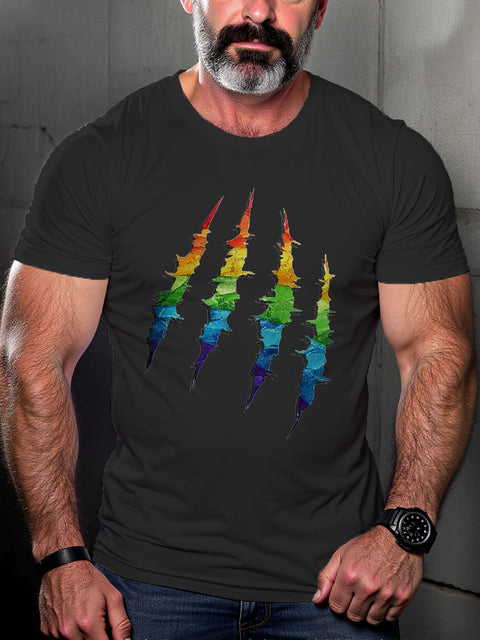 Bear Claw Scratch Rainbow LGBT Pride Gay Pride Month Art Casual Print T-shirt