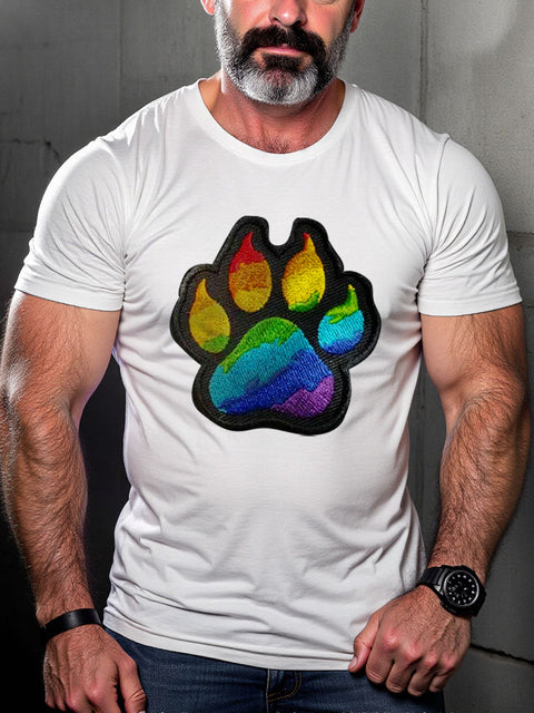 Bear Claw Rainbow LGBT Pride Gay Pride Month Art Casual Print T-shirt