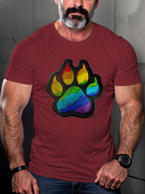 Bear Claw Rainbow LGBT Pride Gay Pride Month Art Casual Print T-shirt