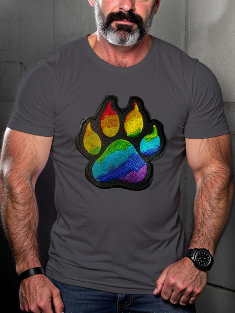 Bear Claw Rainbow LGBT Pride Gay Pride Month Art Casual Print T-shirt