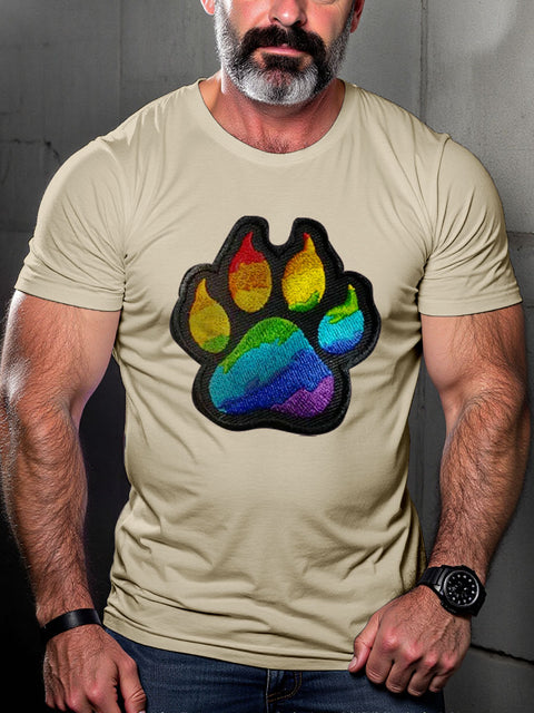 Bear Claw Rainbow LGBT Pride Gay Pride Month Art Casual Print T-shirt