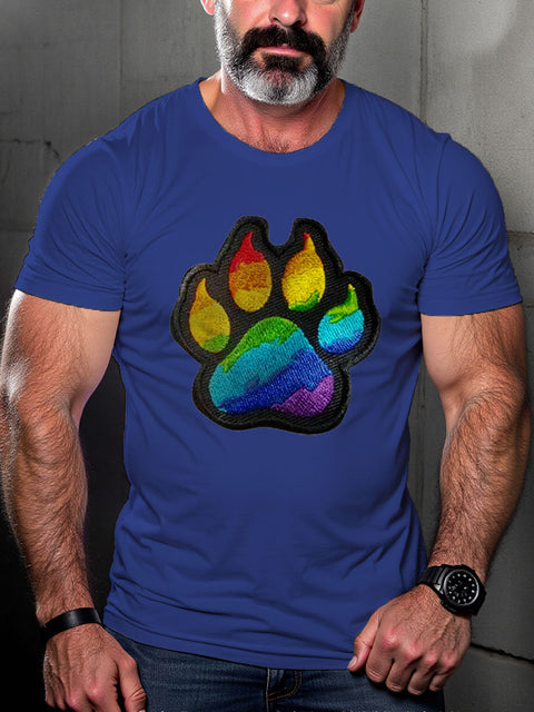 Bear Claw Rainbow LGBT Pride Gay Pride Month Art Casual Print T-shirt