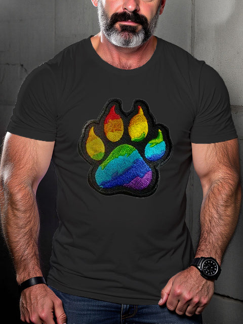 Bear Claw Rainbow LGBT Pride Gay Pride Month Art Casual Print T-shirt