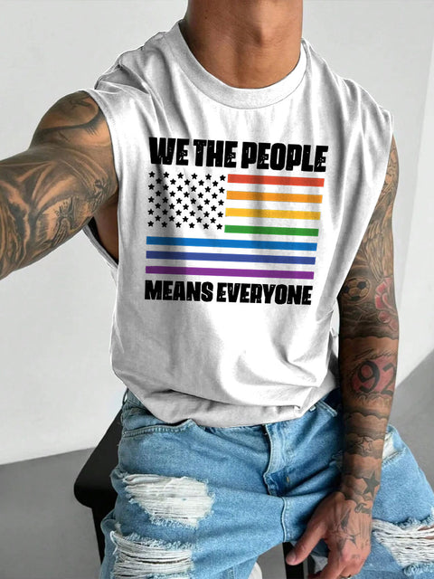 Men's We The People Means Everyone Equal Rights Pride LGBT Print Casual Wide Shoulder Vest