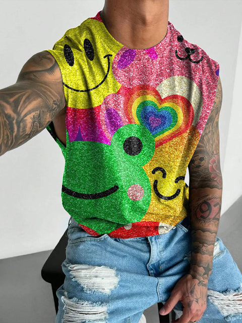 Men's Pride Month LGBT Rainbow Frog Love Gay Wide Shoulder Vest