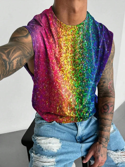 Men's Pride Month LGBT Rainbow Gay Wide Shoulder Vest