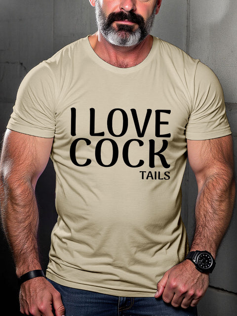 LGBT Gay Pride I Love Cock-tails Print Casual T-shirt