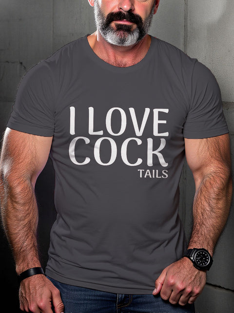 LGBT Gay Pride I Love Cock-tails Print Casual T-shirt
