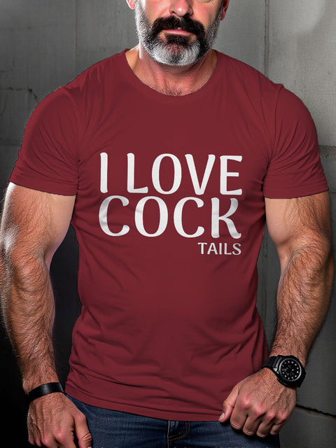 LGBT Gay Pride I Love Cock-tails Print Casual T-shirt