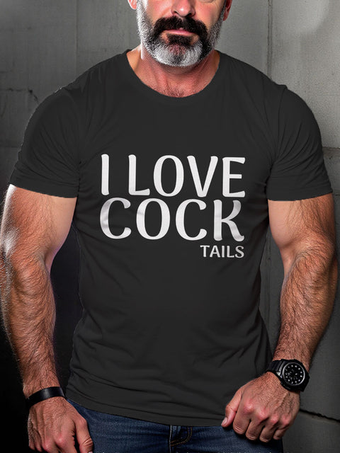 LGBT Gay Pride I Love Cock-tails Print Casual T-shirt