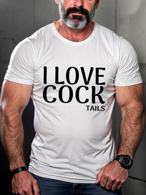 LGBT Gay Pride I Love Cock-tails Print Casual T-shirt