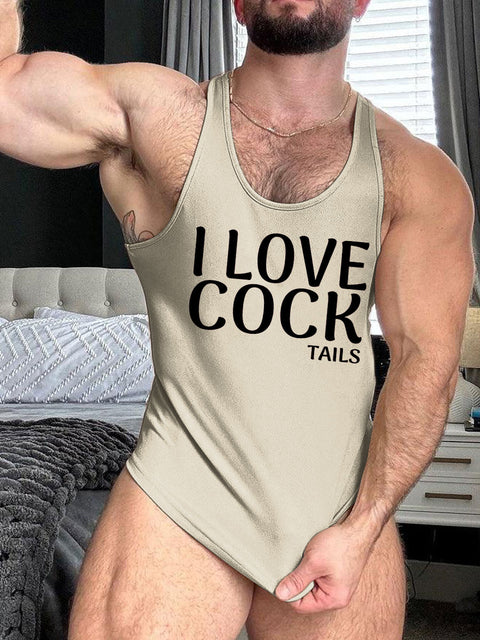 LGBT Gay Pride I Love Cock-tails Print 100% Cotton Casual Tank Top