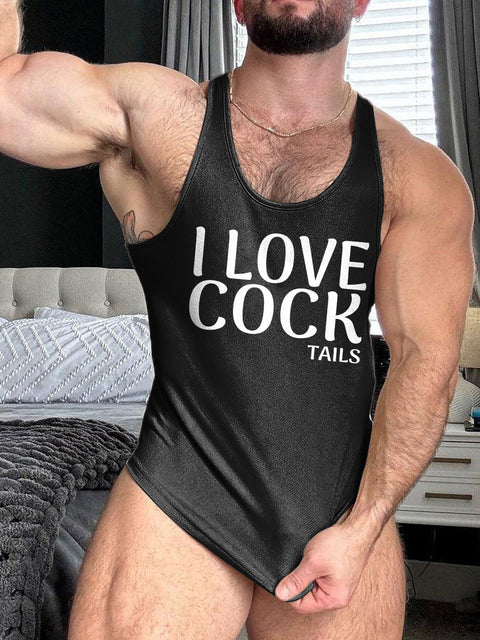 LGBT Gay Pride I Love Cock-tails Print 100% Cotton Casual Tank Top