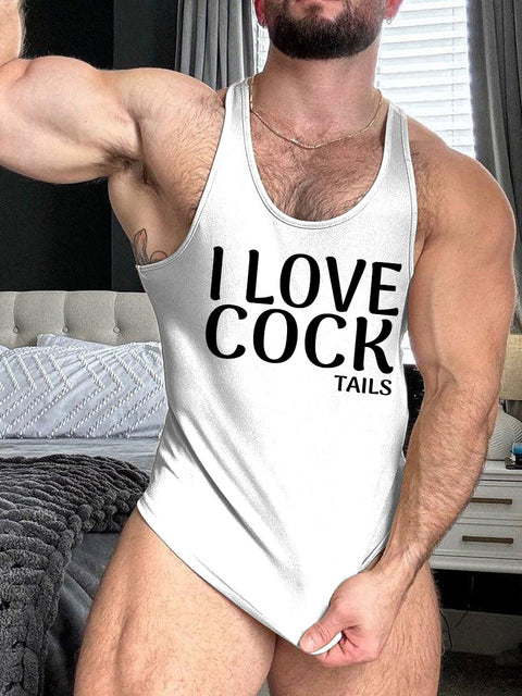 LGBT Gay Pride I Love Cock-tails Print 100% Cotton Casual Tank Top