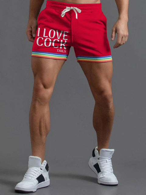 Men's LGBT Gay Pride I Love Cock-tails Casual Print Beach Shorts